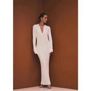 SER.O.YA Azula Rib Knit Maxi Dress in Porcelain size large NWT
